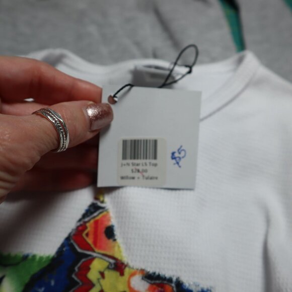 Jack & Nicole Thermal Tee Unisex 4 White Cute Casual Playful Playdate Lounge NWT - Picture 6 of 7